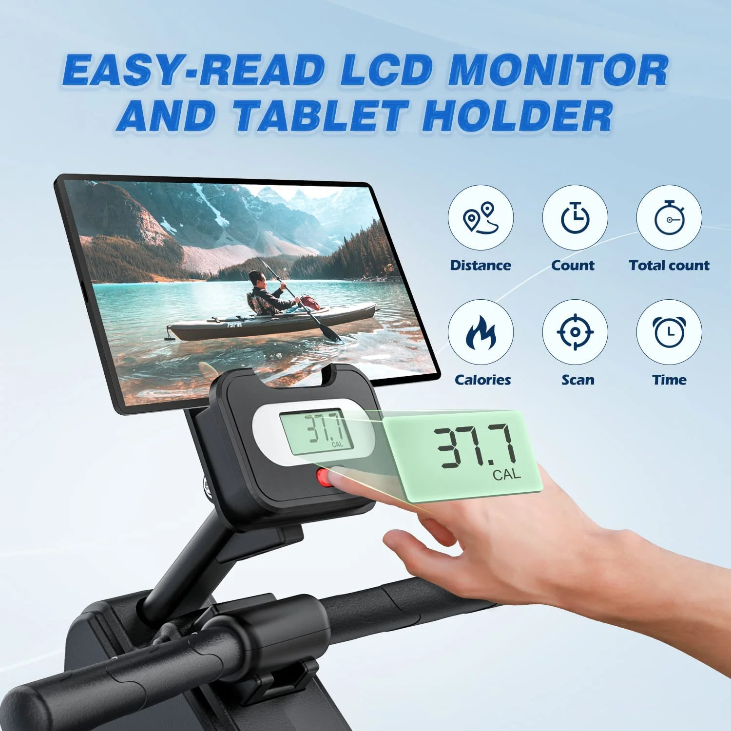 pooboo Rowing Machine Bluetooth 14 Levels Max 350 LBS Magnetic Rower with LCD Monitor, Tablet Holder, Upgraded Rowing Machines for Home use