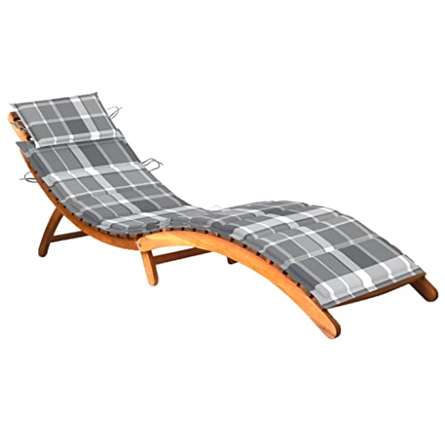 Patio Sun Lounger with Cushion Solid Acacia Wood,Spacious and Comfortable Wooden Sun Lounger for Outdoor Relaxation Sun Loungers, Chaise Lounges