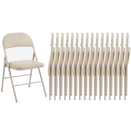 Sweetcrispy Folding Chair 12 Pack, Leather Padded Folding Chairs, Sturdy Metal Foldable Chairs, Easy to Use and Store, Outdoor and Indoor, for Home