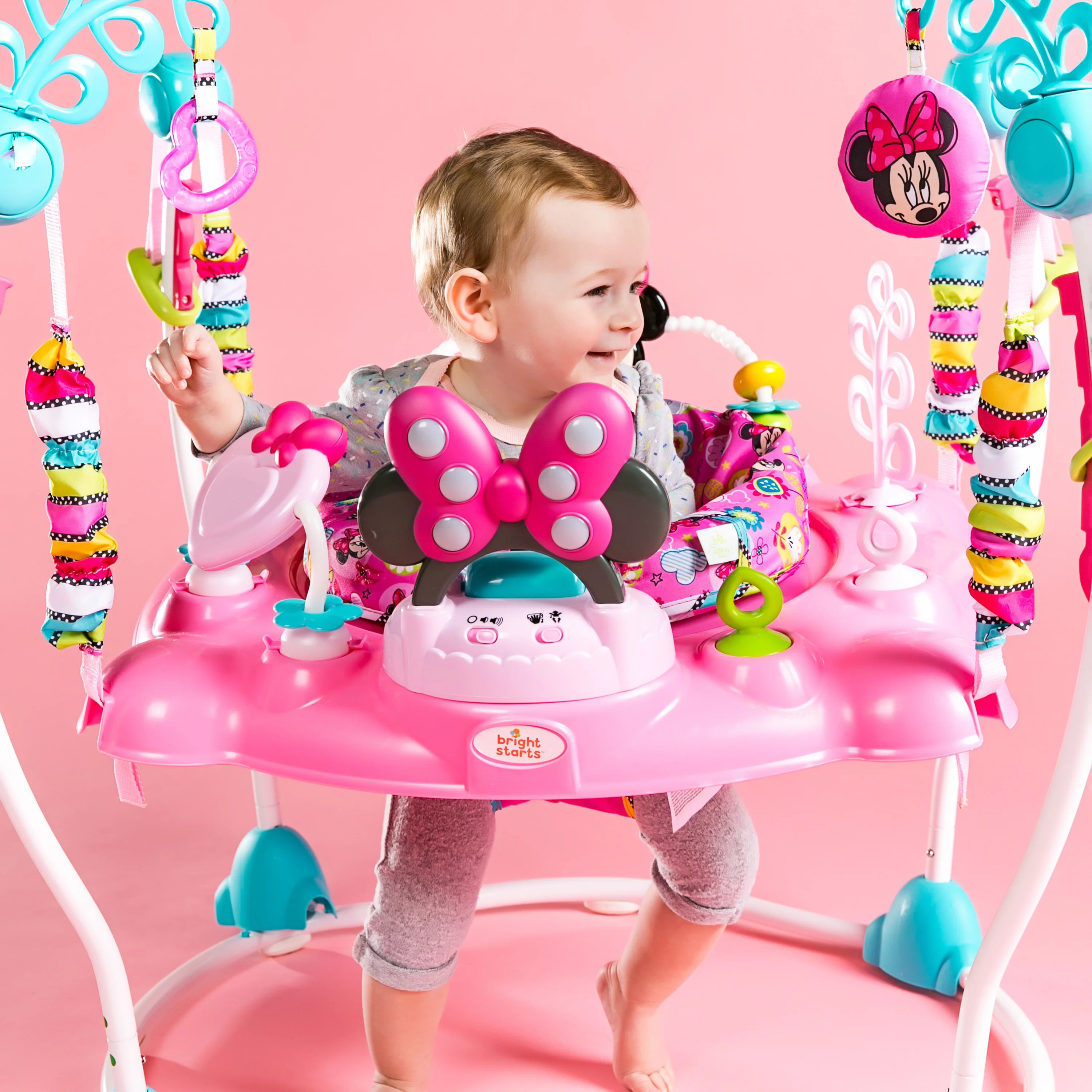 Bright Starts Disney Baby Minnie Mouse PeekABoo Activity Jumper with Lights and Melodies, Ages 6 months + - Radiant Selections