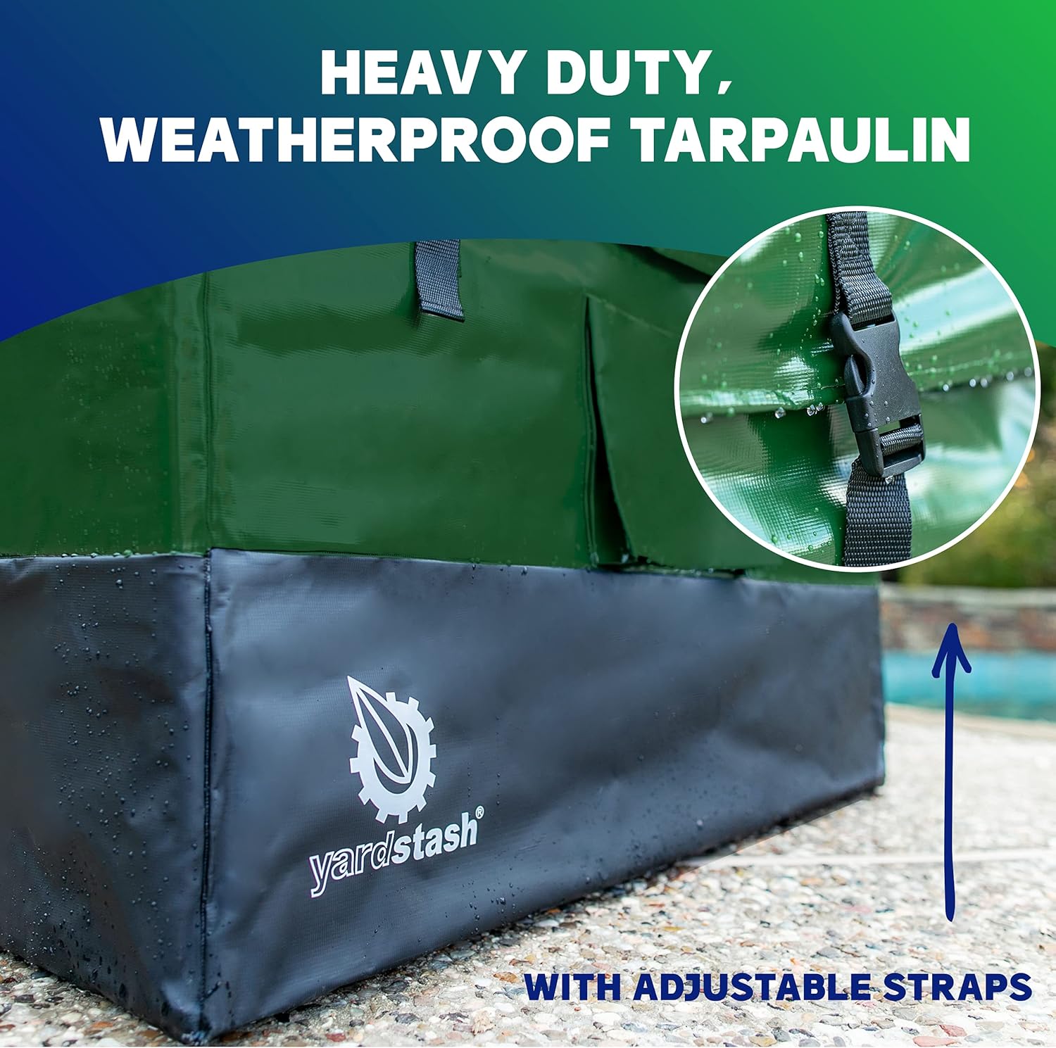 YardStash Outdoor Storage Box (Waterproof) - Heavy Duty, Portable, All Weather Tarpaulin Deck Box - Protects from Rain, Wind, Sun & Snow