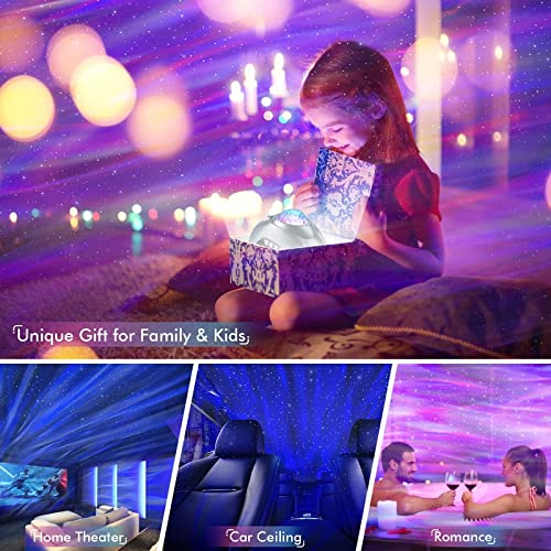 Rossetta Star Projector, Galaxy Projector for Bedroom, LED Night Light Aurora Projector with Bluetooth Speaker, White Noise, Timer and Remote