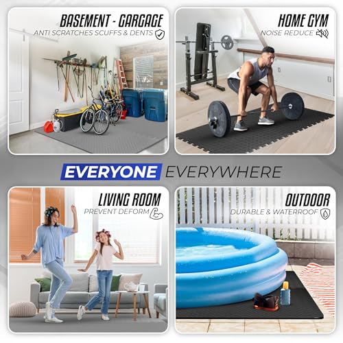 Yes4All 24SQFT-120SQFT Puzzle Exercise Mat for Home Gym, EVA Interlocking Foam Floor Tiles with Border for Workout Equipment