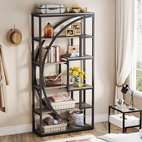 Tribesigns Bookshelf, Industrial 5-Tier Etagere Bookcase, 70.8 inch Tall Bookshelf with 8 Open Storage Shelf