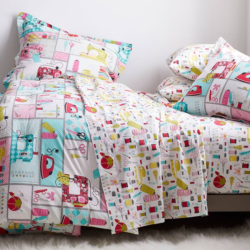 Cstudio Home by The Company Store Sew Right Organic Cotton Percale Twin Comforter, Multi