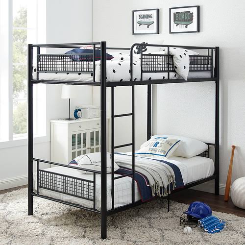 Walker Edison - Twin Metal Mesh Frame Bunk Bed