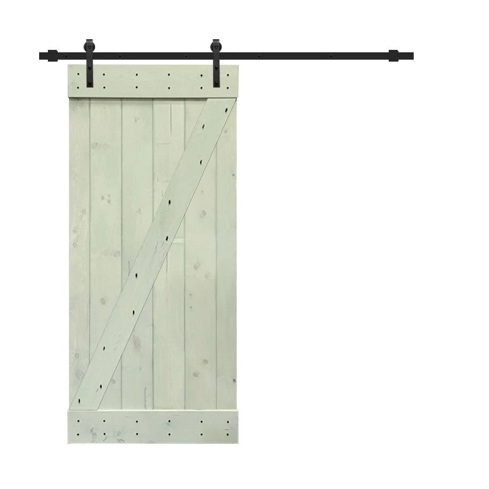 CALHOME Z Bar Pre Assembled Stained Sliding Barn Door w/ Hardware Kit - 36 x 84 - Colonial Maple