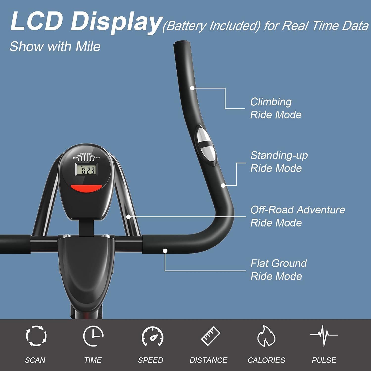 Goplus Magnetic Stationary Bike, Indoor Exercise Cycling Bike Smooth Belt Drive W/Heart Rate, LCD Monitor