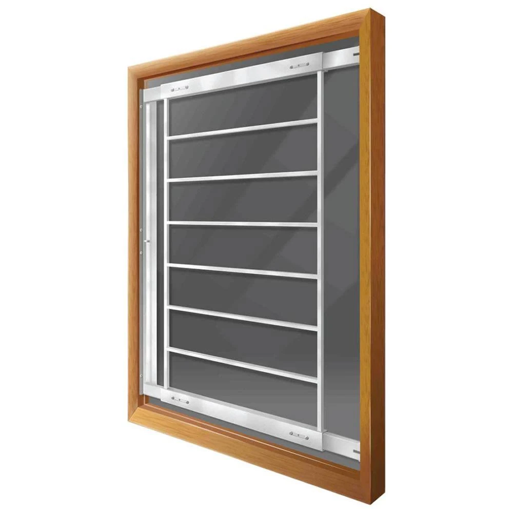 Swing-Away 21 in. to 28 in. Adjustable Width 8-Bar Window Guard, White