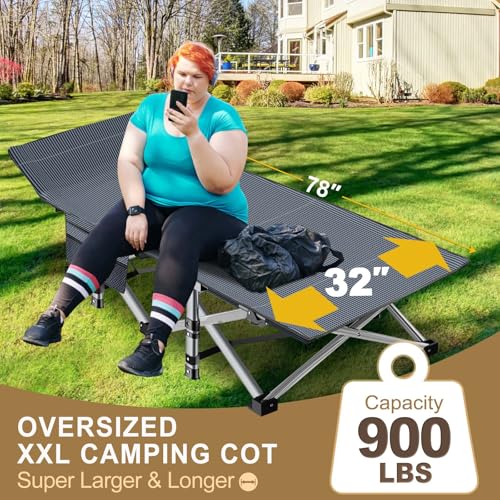 DoCred Folding Camping Cot with Mattress, 2 Pack Heavy Duty Folding Cot for Adults, Portable Sleeping Cot Bed Adults Outdoor Bed with Carry Bag