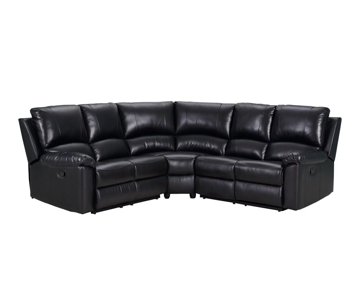 Black Leather Air Power Reclining Sectional Contemporary Global United 9241