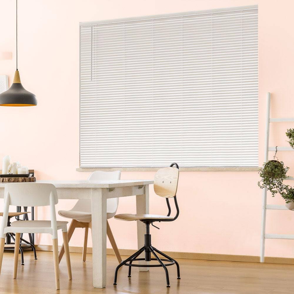Hampton Bay White Cordless Room Darkening 1 in. Vinyl Mini Blind for Window or Door - 51.5 in. W x 72 in. L