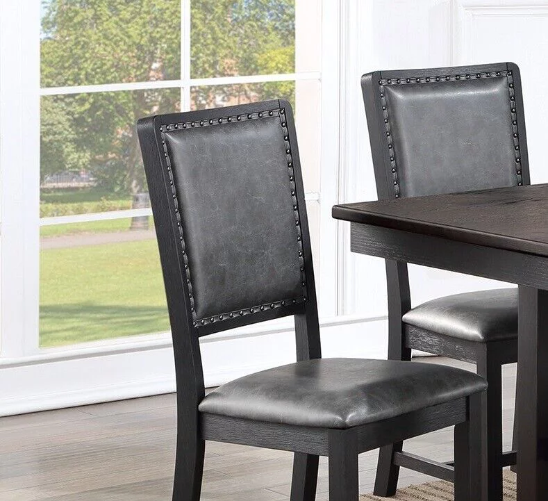 Beautiful Dark Coffee Dining Room Furniture 7pc Set Contemporary Dining Table w Shelve 6 Chairs PU Cushion Seat Back Side Chairs