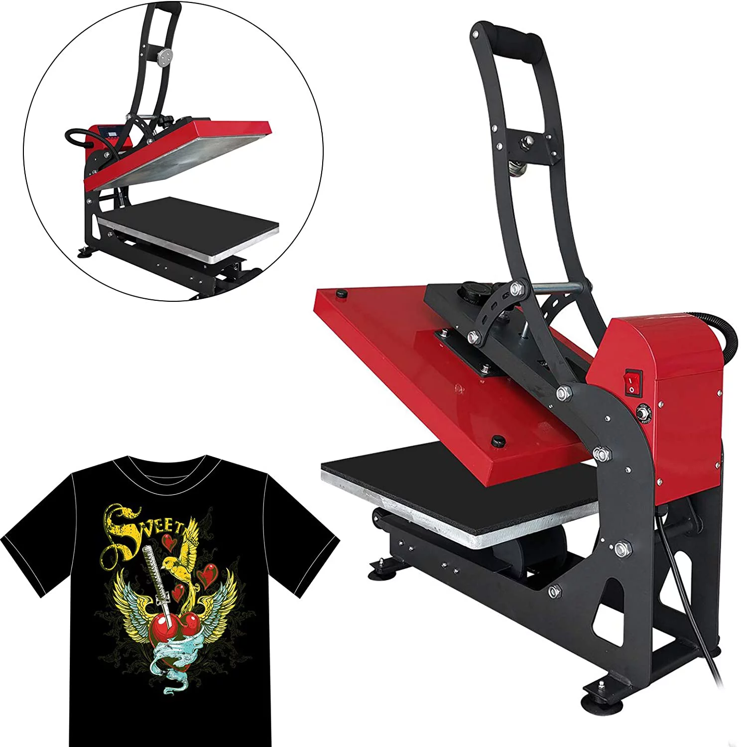 Miumaeov Magnetic Semi-Automatic T Shirt Heat Press Machine 16 X 20'' Large Heat Press Sublimation with Smart LCD Transfer Sublimation Machine for