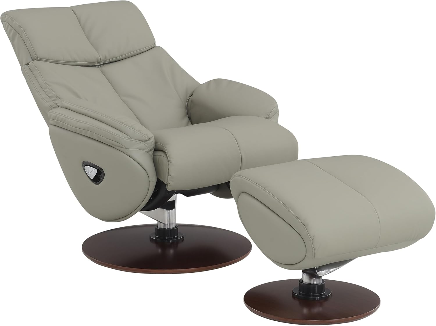 Genuine Leather Swivel Chair with Ottoman - Swivel Recliner Chair with Reclining and Swivel Function