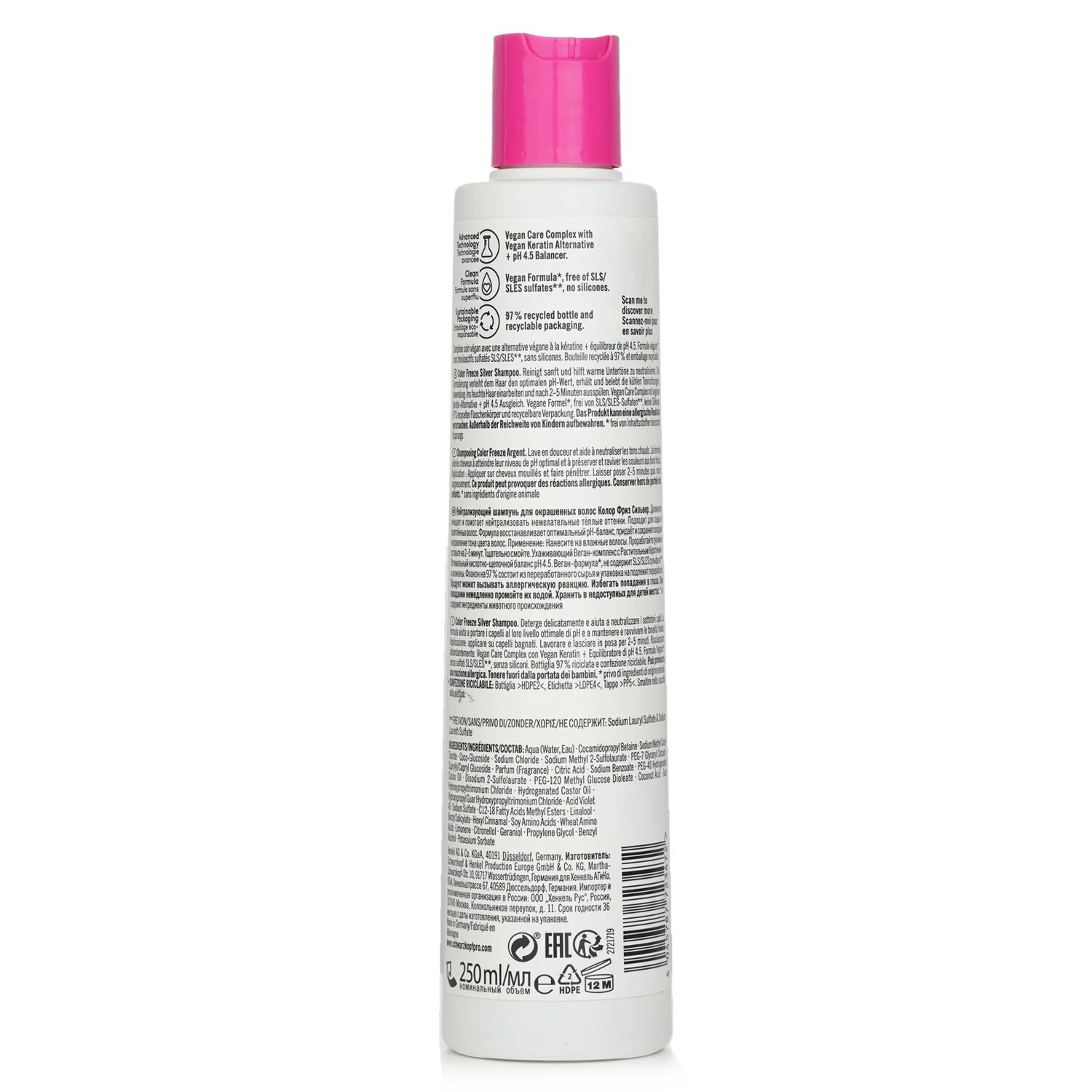 Schwarzkopf BC Bonacure pH 4.5 Color Freeze Silver Shampoo (For Grey & Lightened Hair) 250ml/8.4oz