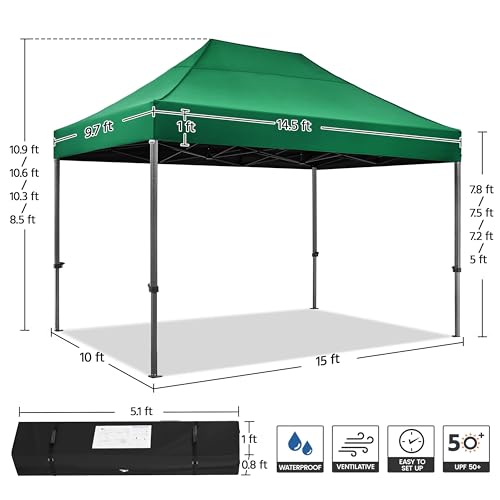 Yaheetech Heavy Duty Pop Up Canopy Tent, 10x20 Commercial Instant Shelter Tent for Wedding, Parties, Adjustable Outdoor Canopy with Wheeled Carry Bag