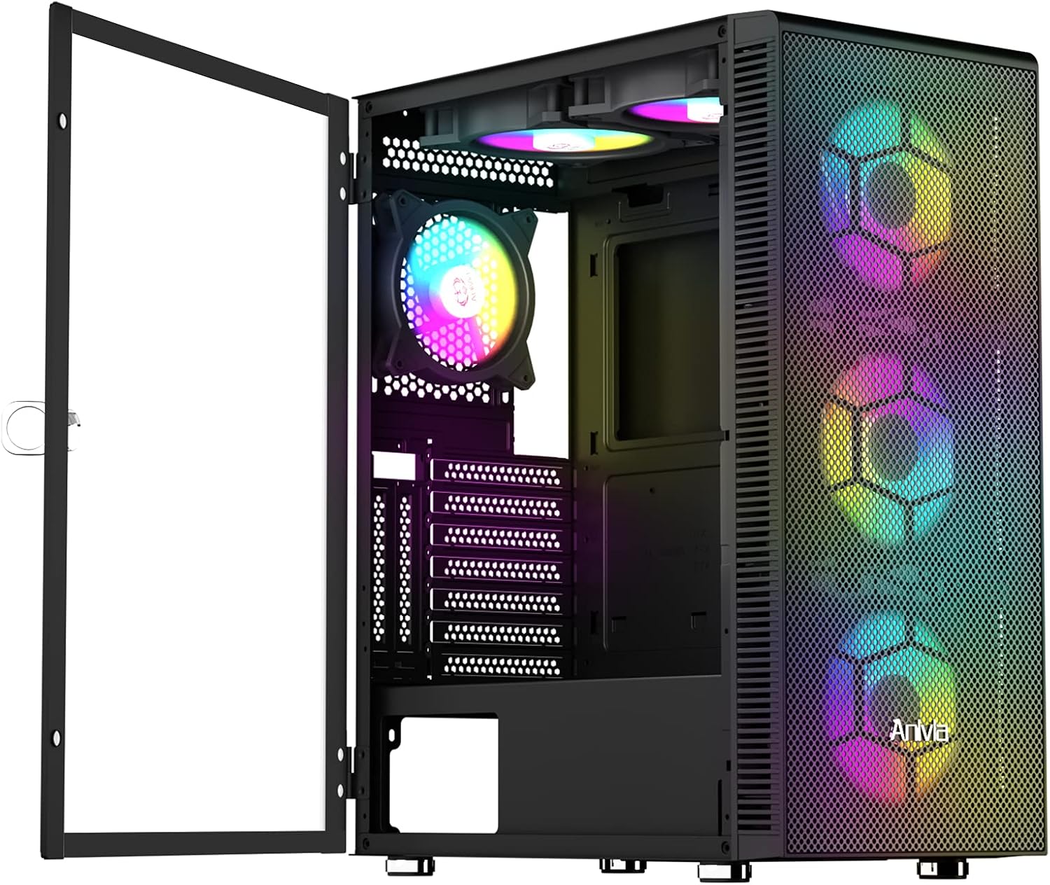 ATX Mid-Tower PC Gaming Case with Magnetic Design Dust Filter Pre-Installed 6 x 140mm RGB Fans & USB 3.0 Port Glass Side Panel Cable Management