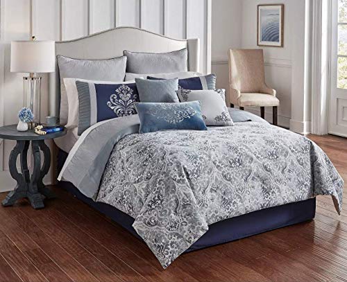 Riverbrook Home 100% Polyester Comforter Set, Queen, Hillcrest - Ivory/Gold, 9 Piece Set