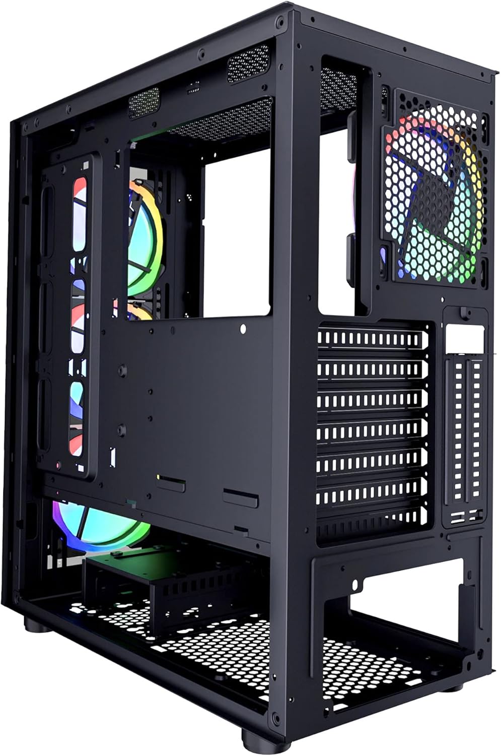 Apevia Guardian-M-BK Guardian Mid Tower Gaming Case with 1 x Tempered Glass Panel, 1 x Mesh Front Panel, 2 x Vertical Graphics Card PCI Slots