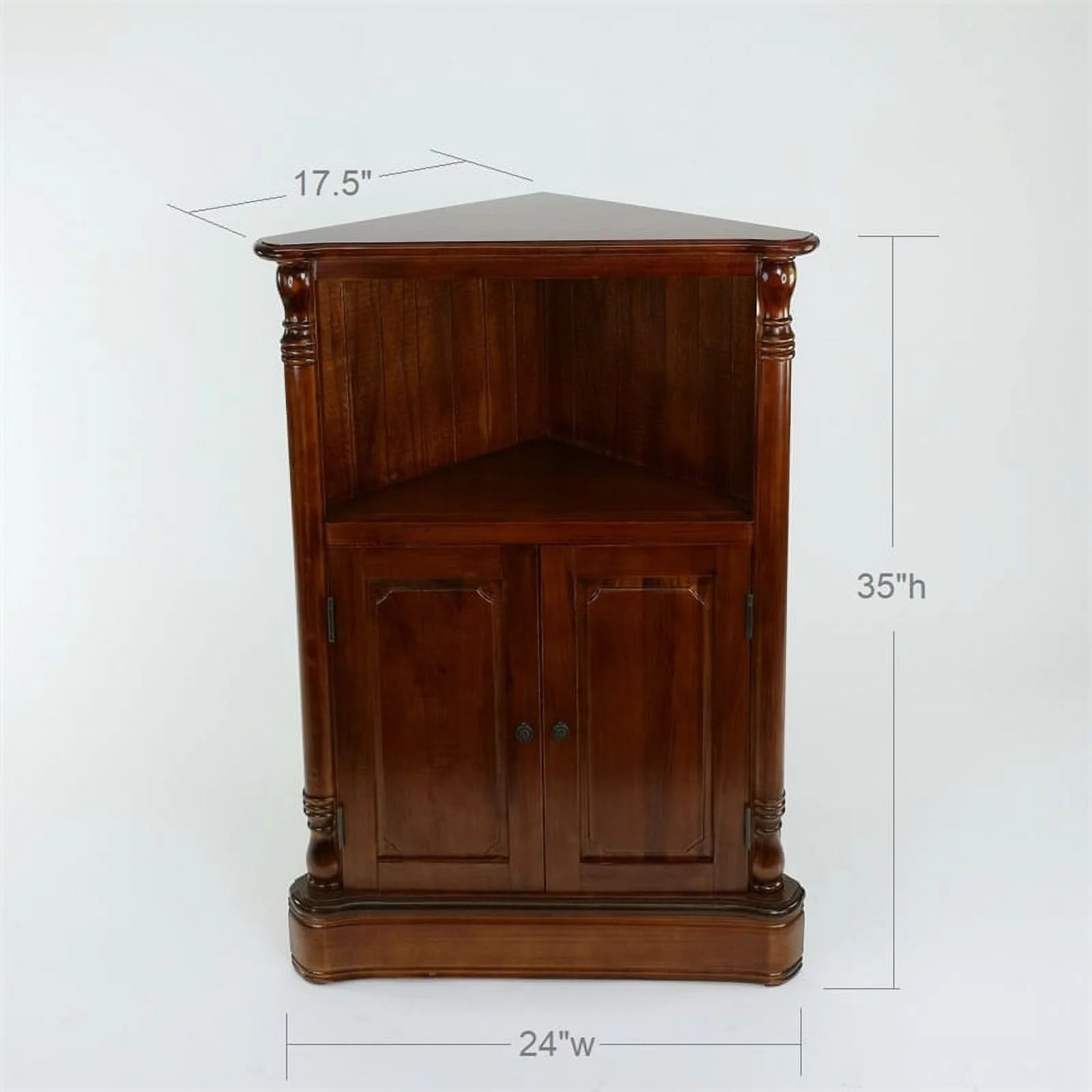 Ayla Corner Cabinet 24Wx35"H in brown wood