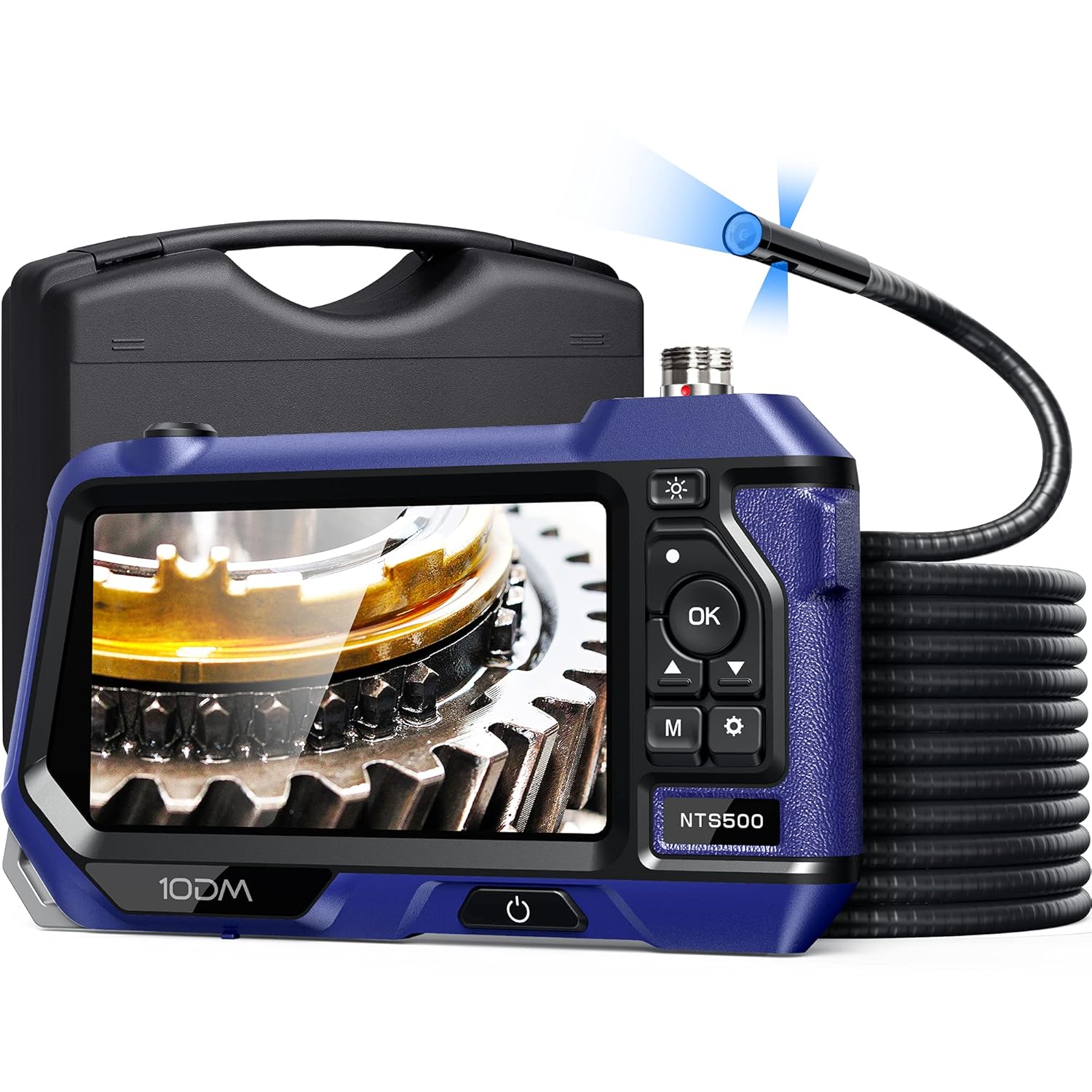 Triple-Lens Inspection Camera with Light, 10DM Borescope, Digital Scope Camera, Industrial Endoscope, Waterproof Flexible Cable, Videoscope