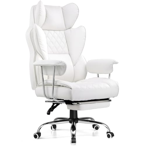 COMHOMA Big and Tall Office Chair, High Back Leather Gaming Chair with Footrest