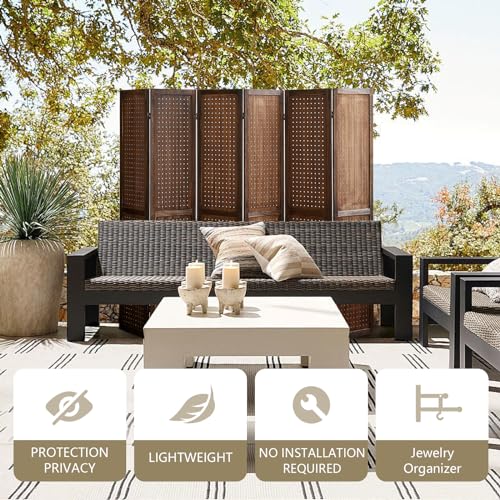 4 Panel Room Dividers and Folding Privacy Screens, 5.6Ft Wooden Pegboard Display, Privacy Dividers for Bedroom
