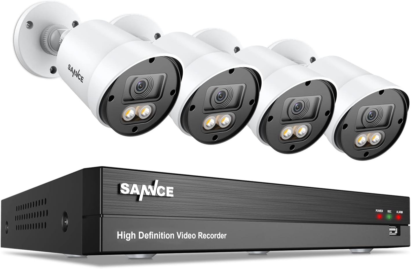 Wired Security Camera System, SANNCE 1080P 8 Channel DVR with 4Pcs Full Color Night Vision Surveillance Cameras Systems, Smart Motion Detection
