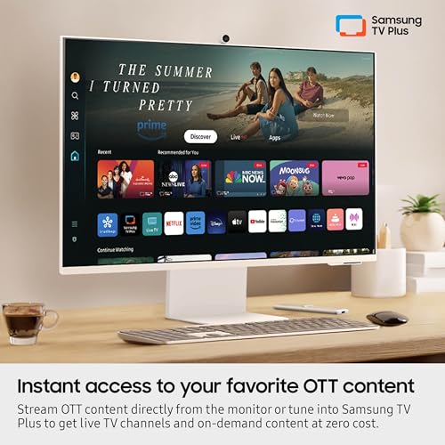 SAMSUNG 32-Inch M8 (M80D) Series 4K UHD Smart Monitor with Streaming TV, Speakers, HDR10+, AI Upscaling, USB-C, Ergonomic Stand, SlimFit Camera