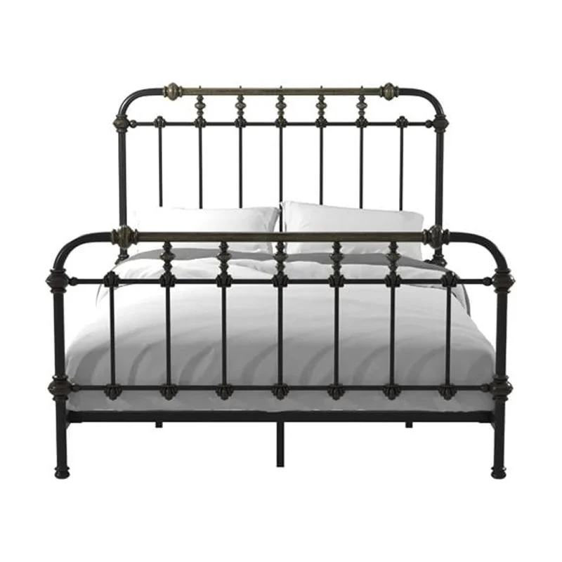Bowery Hill Farmhouse Metal King Spindle Bed in Antique Black