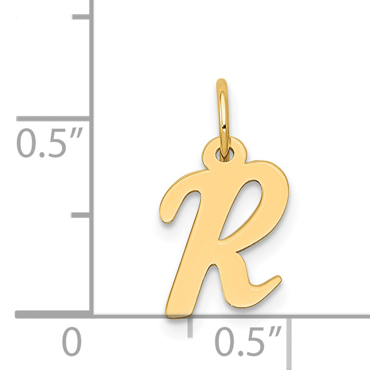 Carat In Karats 14K Yellow Gold Polished Small Script Letter R Initial Pendant Charm