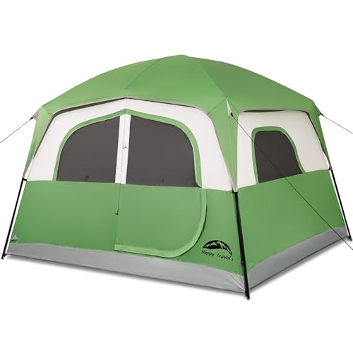 Happy Travel Tent 6 Person Tents for Camping, Waterproof Easy Setup Camping Tent with Rainfly