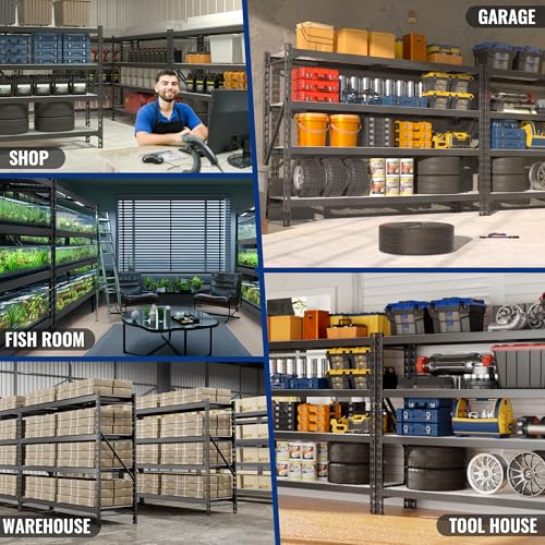 WORKPRO 5-Tier Metal Shelving Unit, 48”W x 24”D x 72”H, Heavy Duty Adjustable Storage Rack, 4000 lbs Load Capacity (Total), for Garage, Basement
