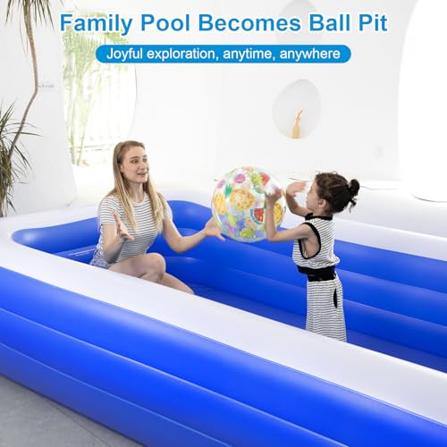 Extra Large Inflatable Pool for Family, 180'' x 76'' x 22'' Full-Sized Blow Up Pool for Adults
