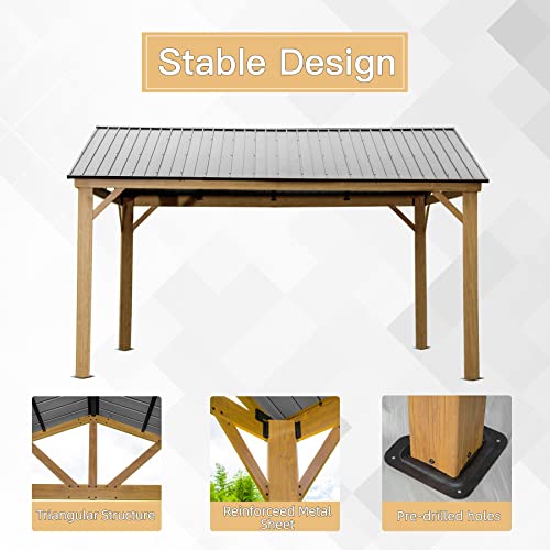 Domi 10' x 10' Hardtop Gazebo Outdoor Metal Gazebo with Galvanized Steel Double Roof Canopy, Curtains and Netting for Patio, Backyard, Deck