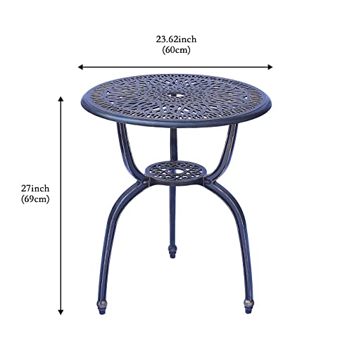 C/G 3 Piece Bistro Set,Outdoor Patio Set,Anti-Rust Cast Aluminum Bistro Table Set for Park Yard Front Porch Furniture(Antique Copper)