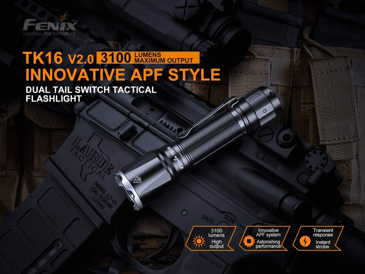 Fenix TK16 V2 3100 Lumen LED Tactical Flashlight, USB Rechargeable ARB-L21-5000U Li-ion Battery and EdisonBright BBX5 Battery Carrying case Bundle