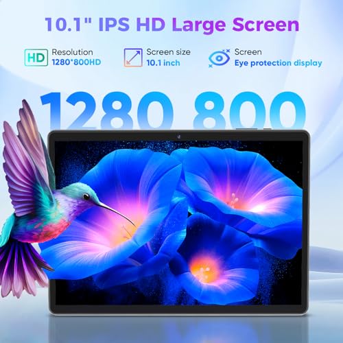Android Tablet with Keyboard, 26GB RAM, 256GB ROM(1TB Expand), 10.1 inch Android 14 Tablet, 8000mAh Battery, BT 5.0, GMS Certified, 2.4G&5G WiFi