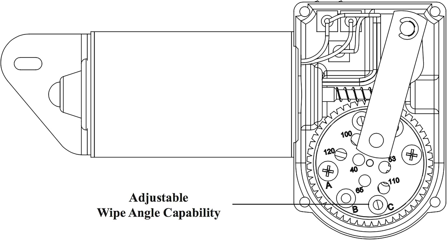 Wexco Wiper Motor, 4R1.12,19S2.R110D, One and a half inch (1.5") shaft, 12V With Two-Speed Switch Installed