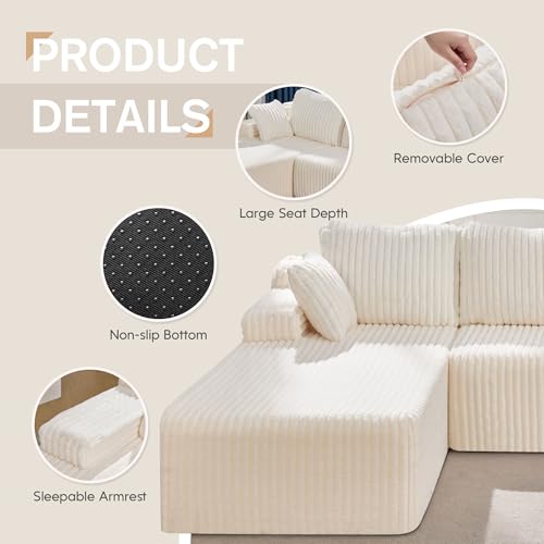 Modular Sectional Sofa Couches L-Shape Couch 3 Seat Modular Sofa Memory Foam Sectional Couches for Living Room