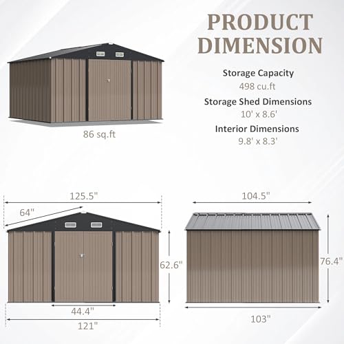 Greesum 5×3 FT Outdoor Storage Shed, Metal Storaged Sheds Without Floor, Tool Sheds with Lockable Doors and Sloping Roof for Garden, Patio, Backyard