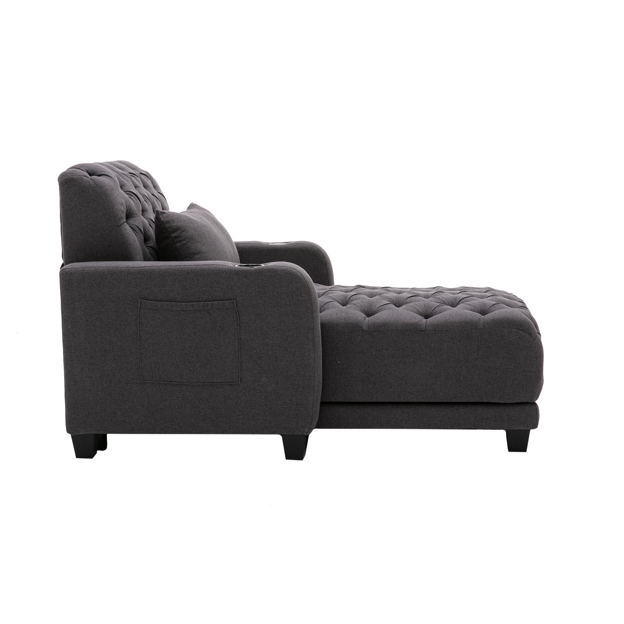 MYDENIMSKY Tufted Modern Leisure Sofa, 3 in 1 Sleeper Bed Recliner Chaise, Lounge Adjustable Barry Sofa