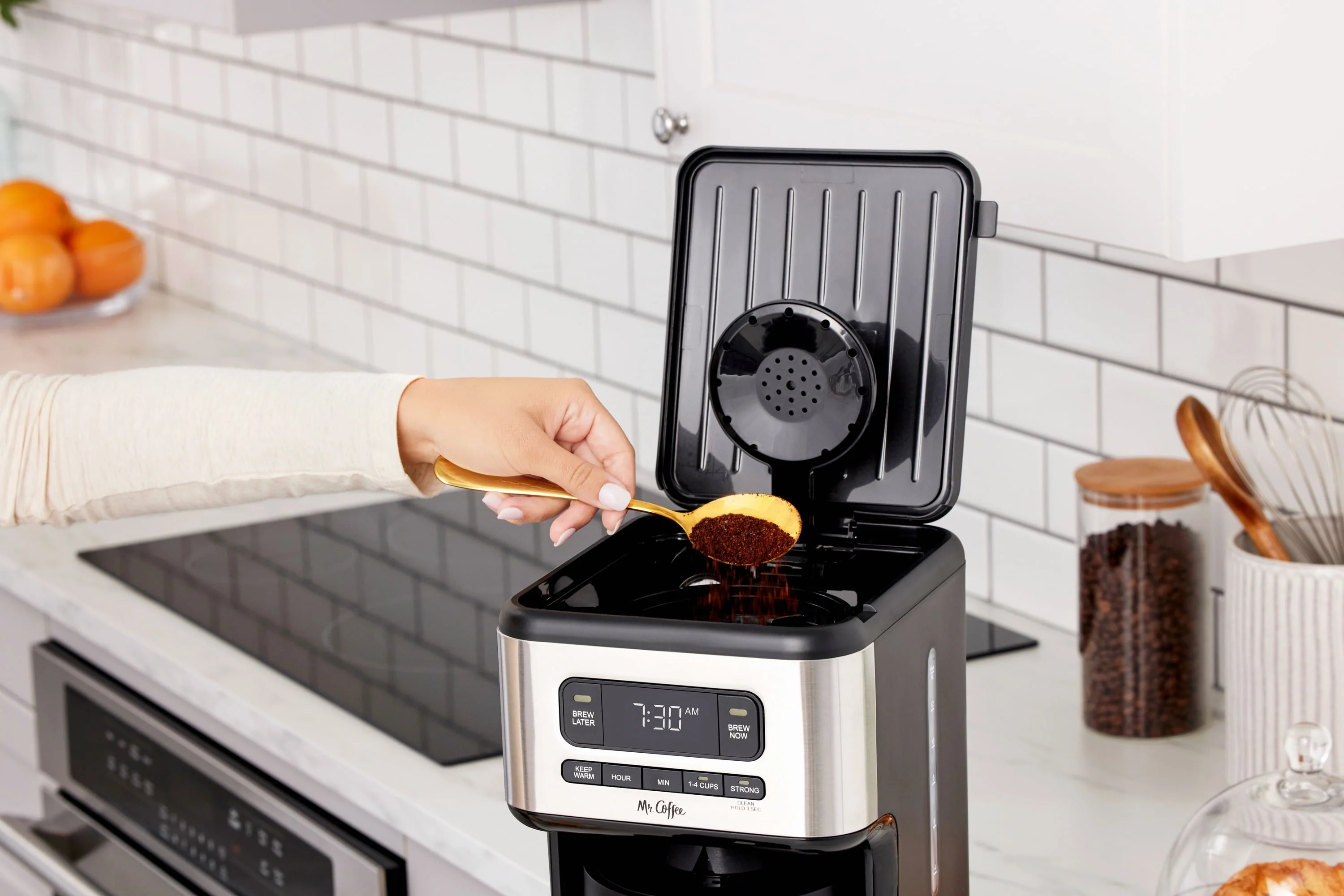 Mr. Coffee? 14 Cup Programmable Coffee Maker, Dark Stainless Steel