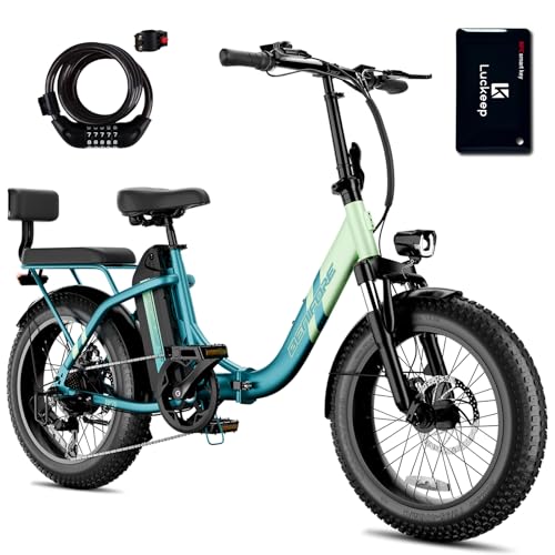 C23 2 Seater Electric Bike for Adults,750W Peak Motor 28 MPH, 720WH Removable Battery 65Miles Step-Thru Folding Ebikes,20" Fat Tire E-Bikes with NFC