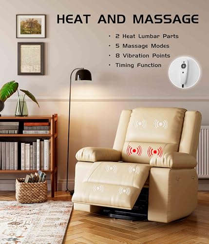 GarveeHome Power Lift Recliner Chair - Heat and Massage, Faux PU Electric Lift Recliner for Elderly & Mobility Impaired, Adjustable Back and Legs