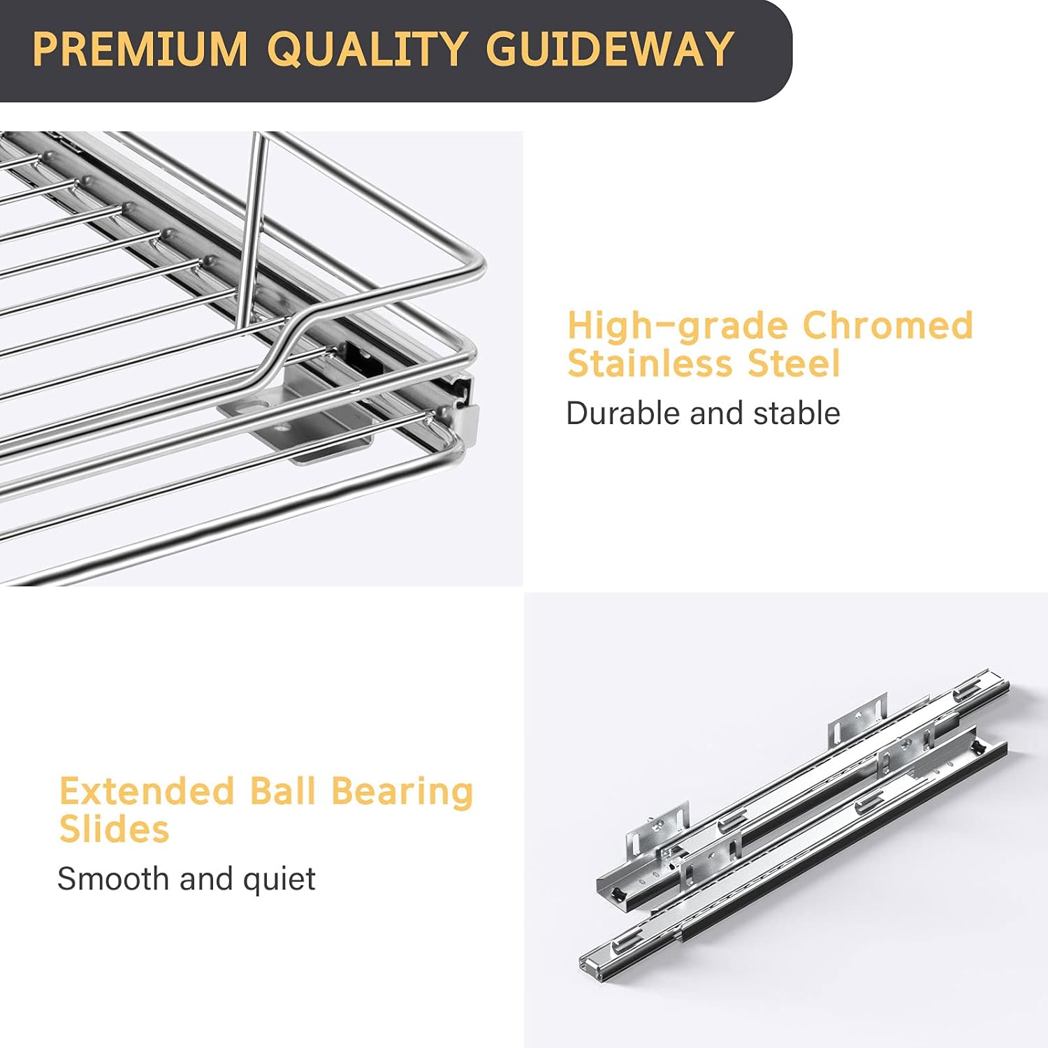 AHNR Pull Out Cabinet Organizer, Heavy Duty Slide Out Pantry Shelves Cabinet Organizer, Sliding Drawer Organizer for Kitchen, Bathroom, Home