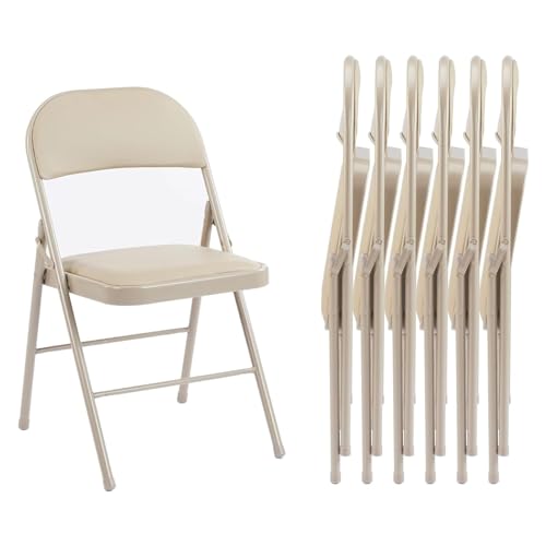 Sweetcrispy Folding Chair 12 Pack, Leather Padded Folding Chairs, Sturdy Metal Foldable Chairs, Easy to Use and Store, Outdoor and Indoor, for Home
