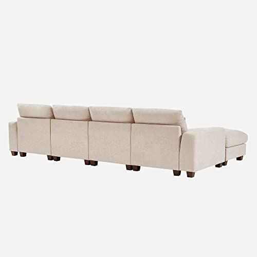 JULYFOX Sectional Couch Sofa w/Chaise 102 in Wide 10 inch Extra Thick Padded L-Shaped 3-seat Corner Couch Sofa with Reversible Ottoman Chaise Lounger