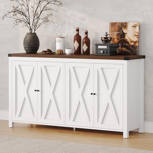 DWVO 55'' Sideboard Buffet Cabinet with Storage, Farmhouse Kitchen Storage Cabinet with Doors